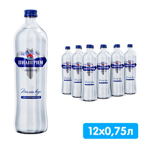 Вода Пилигрим Premium 0,75 литра, без газа, стекло, 12 шт. в уп.